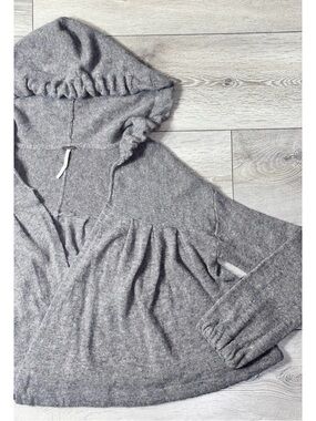 Free People Y2K Vintage Cropped Babydoll Swing Hooded Cardigan Wool Blend